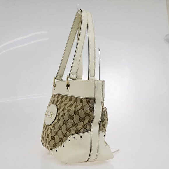 GUCCI Logo GG Pattern Shoulder Bag Canvas Leather Brown White GHW 76EE101 - Picture 11 of 14